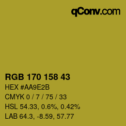 カラーコード: RGB 170 158 43 | qconv.com