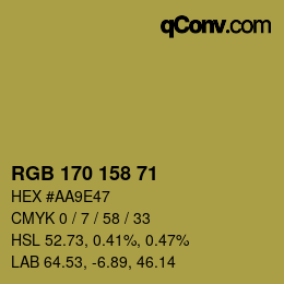 Color code: RGB 170 158 71 | qconv.com