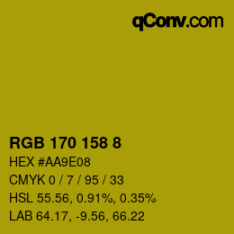 カラーコード: RGB 170 158 8 | qconv.com
