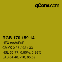 颜色代码: RGB 170 159 14 | qconv.com