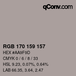 Code couleur: RGB 170 159 157 | qconv.com