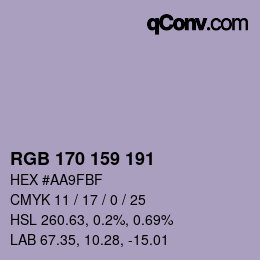 Color code: RGB 170 159 191 | qconv.com