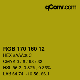 カラーコード: RGB 170 160 12 | qconv.com
