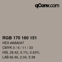 Color code: RGB 170 160 151 | qconv.com