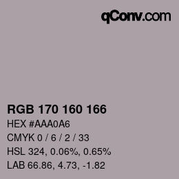 Color code: RGB 170 160 166 | qconv.com