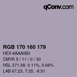 Color code: RGB 170 160 179 | qconv.com