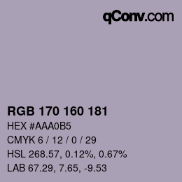 Color code: RGB 170 160 181 | qconv.com