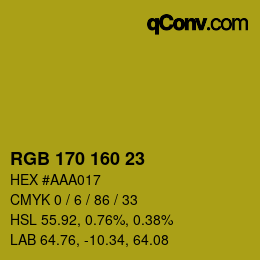 カラーコード: RGB 170 160 23 | qconv.com
