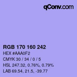 Color code: RGB 170 160 242 | qconv.com