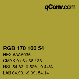 颜色代码: RGB 170 160 54 | qconv.com
