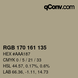 Color code: RGB 170 161 135 | qconv.com