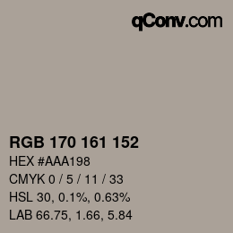 Color code: RGB 170 161 152 | qconv.com