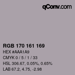 Color code: RGB 170 161 169 | qconv.com