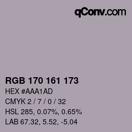 Farbcode: RGB 170 161 173 | qconv.com