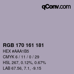 カラーコード: RGB 170 161 181 | qconv.com