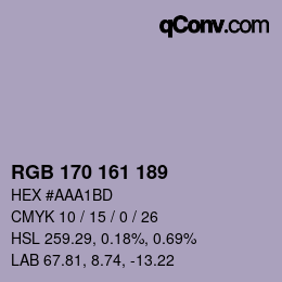 Color code: RGB 170 161 189 | qconv.com