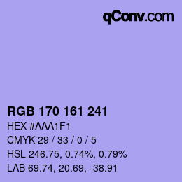 Color code: RGB 170 161 241 | qconv.com