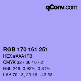 Color code: RGB 170 161 251 | qconv.com