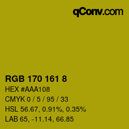 Color code: RGB 170 161 8 | qconv.com