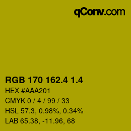 カラーコード: RGB 170 162.4 1.4 | qconv.com