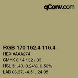 カラーコード: RGB 170 162.4 116.4 | qconv.com
