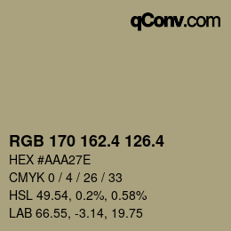 カラーコード: RGB 170 162.4 126.4 | qconv.com