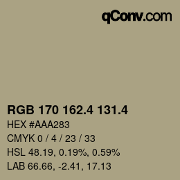 カラーコード: RGB 170 162.4 131.4 | qconv.com
