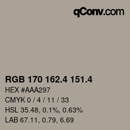 カラーコード: RGB 170 162.4 151.4 | qconv.com
