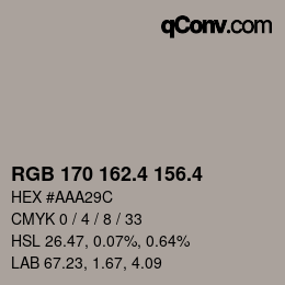 カラーコード: RGB 170 162.4 156.4 | qconv.com