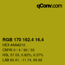 カラーコード: RGB 170 162.4 16.4 | qconv.com