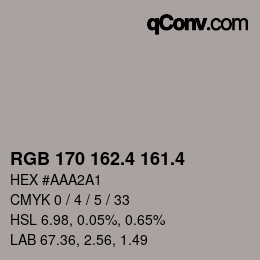 カラーコード: RGB 170 162.4 161.4 | qconv.com