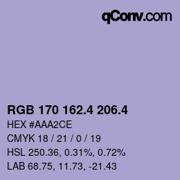 カラーコード: RGB 170 162.4 206.4 | qconv.com