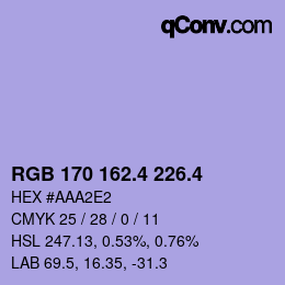 カラーコード: RGB 170 162.4 226.4 | qconv.com