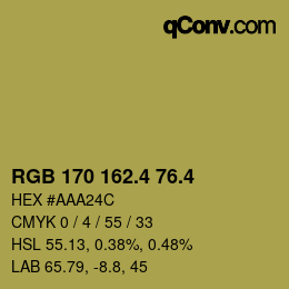 カラーコード: RGB 170 162.4 76.4 | qconv.com