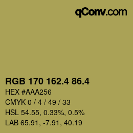 カラーコード: RGB 170 162.4 86.4 | qconv.com