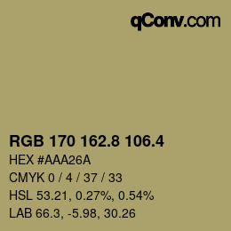 カラーコード: RGB 170 162.8 106.4 | qconv.com