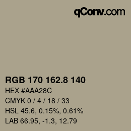 Color code: RGB 170 162.8 140 | qconv.com