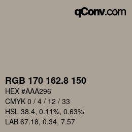 Color code: RGB 170 162.8 150 | qconv.com