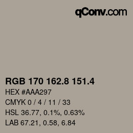 カラーコード: RGB 170 162.8 151.4 | qconv.com