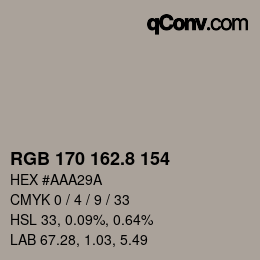 Color code: RGB 170 162.8 154 | qconv.com