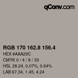 カラーコード: RGB 170 162.8 156.4 | qconv.com