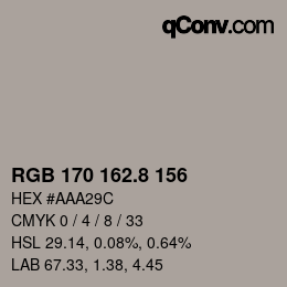Color code: RGB 170 162.8 156 | qconv.com