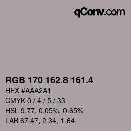 カラーコード: RGB 170 162.8 161.4 | qconv.com