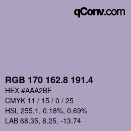 カラーコード: RGB 170 162.8 191.4 | qconv.com