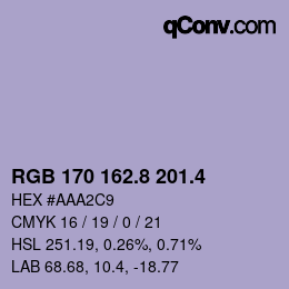 カラーコード: RGB 170 162.8 201.4 | qconv.com