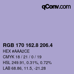 カラーコード: RGB 170 162.8 206.4 | qconv.com