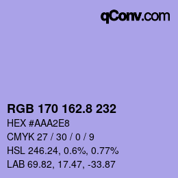 カラーコード: RGB 170 162.8 232 | qconv.com