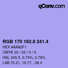 カラーコード: RGB 170 162.8 241.4 | qconv.com