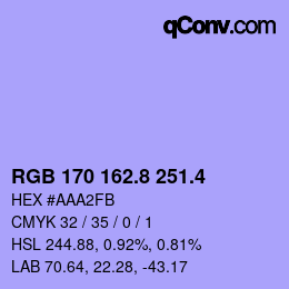 カラーコード: RGB 170 162.8 251.4 | qconv.com