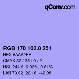 カラーコード: RGB 170 162.8 251 | qconv.com